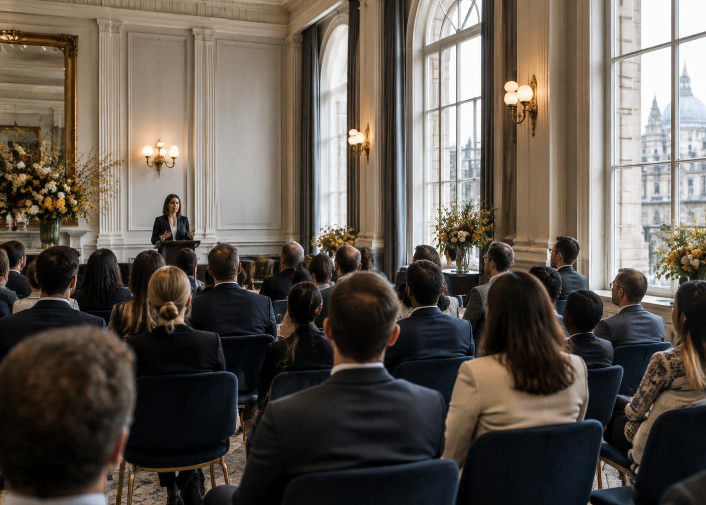 Guests listening at a business conference